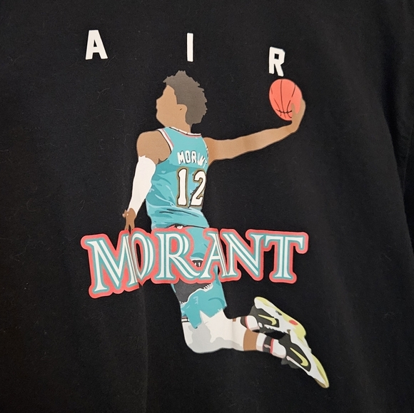 Gildan Air Morant #12 Mens Long Sleeve Black Tee Shirt size XL - Picture 3 of 5